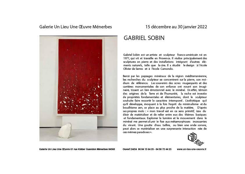 Exposition Gabriel Sobin - Galerie Un Lieu Une Oeuvre