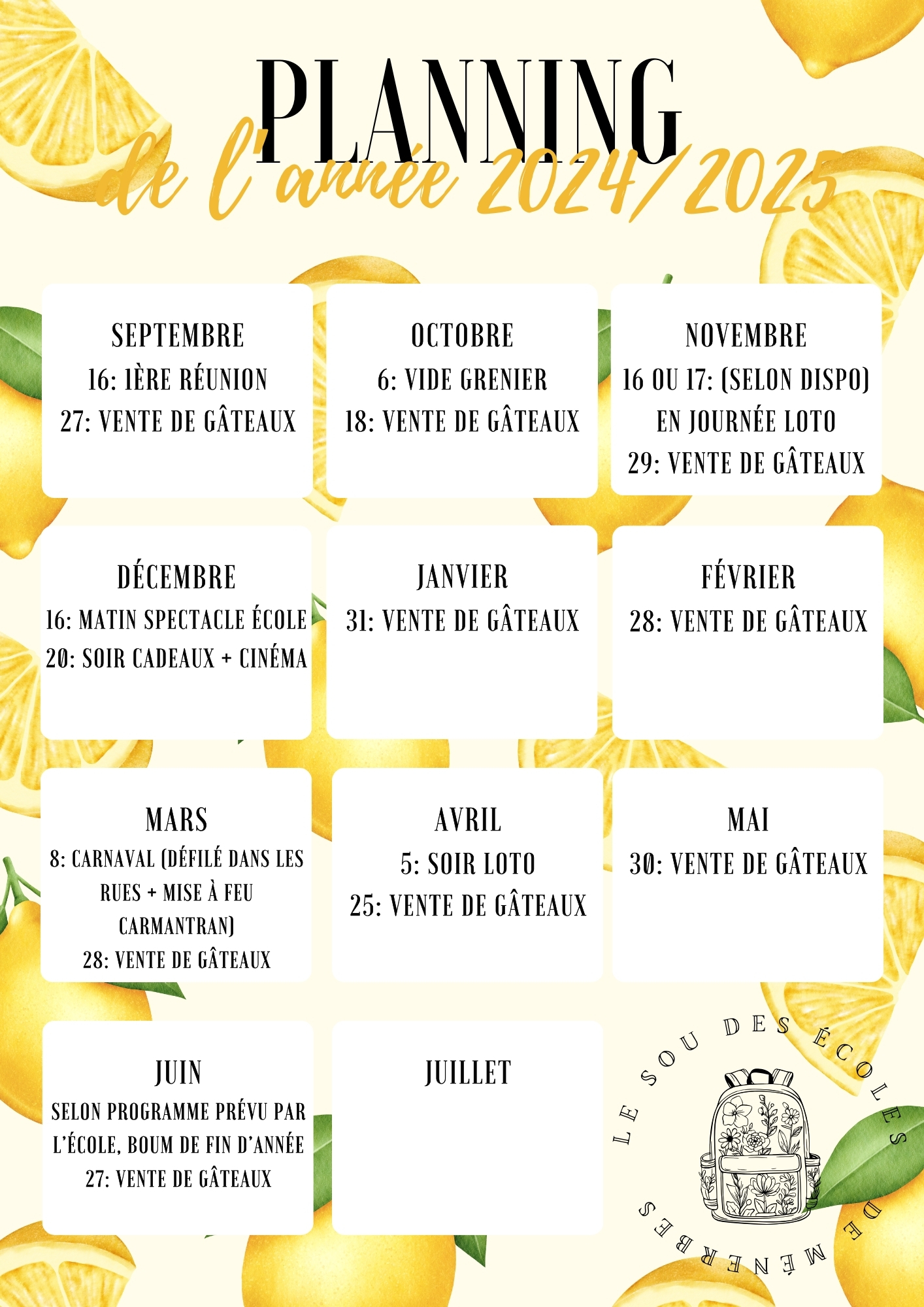 Programme du sou des écoles