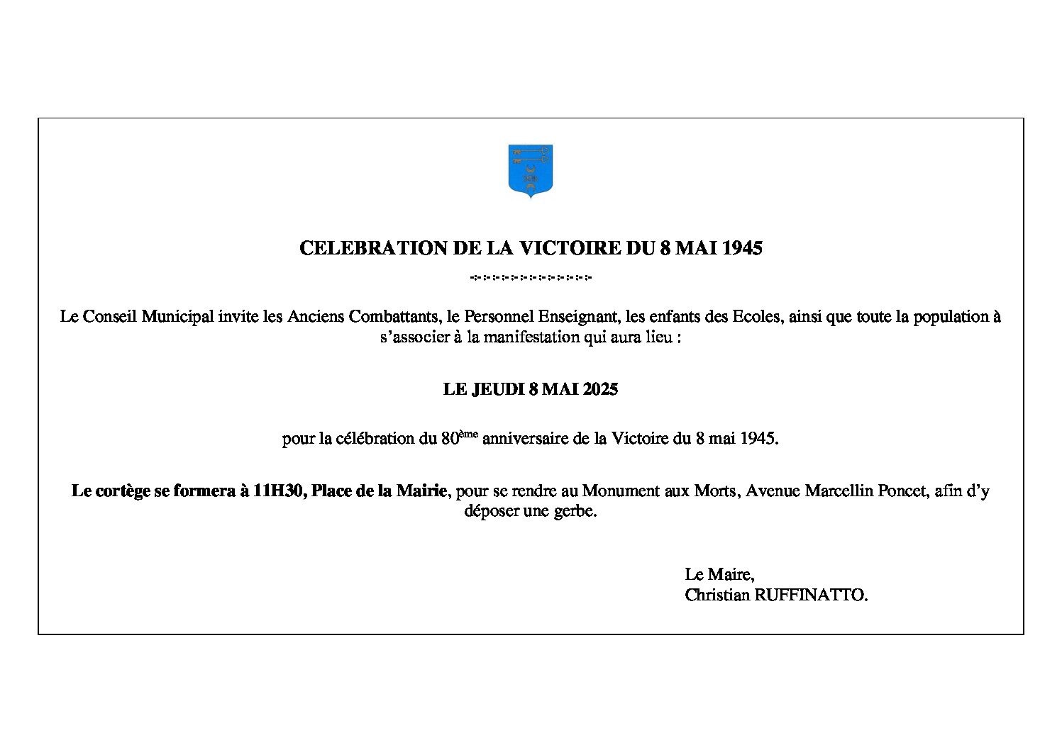 Cérémonie de commémoration du 8 mai