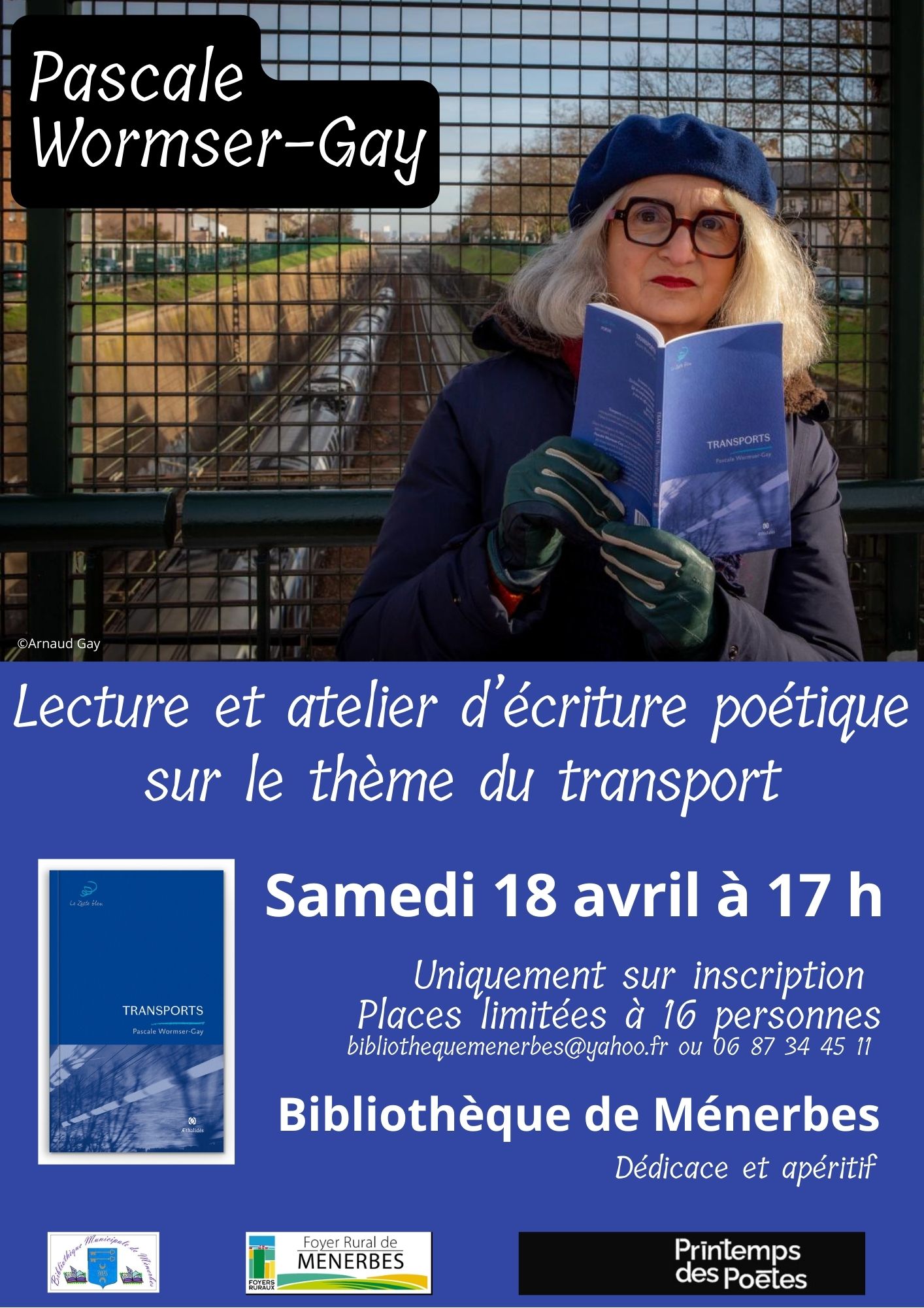 Lecture-Spectacle-Atelier d'écriture par Pascale Wormser-Gay autour de son recueil de poésie "Transports"